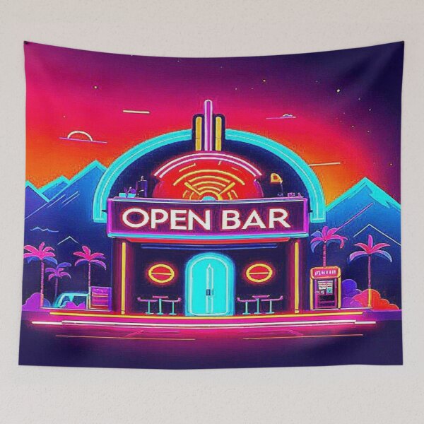 Item preview, Vintage Desert Landscape Open Bar Neon. designed and sold by Giulivo Store Graphic.