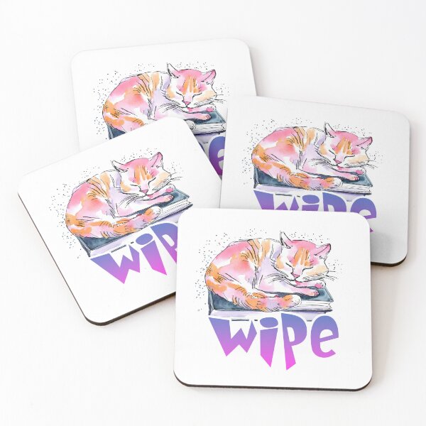 Item preview, Lazy Cat Nap Illustration - Simple Drawing with 'WIPE' Below designed and sold by ironpalette.