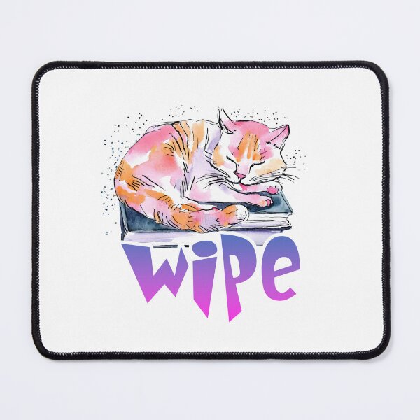 Item preview, Lazy Cat Nap Illustration - Simple Drawing with 'WIPE' Below designed and sold by ironpalette.