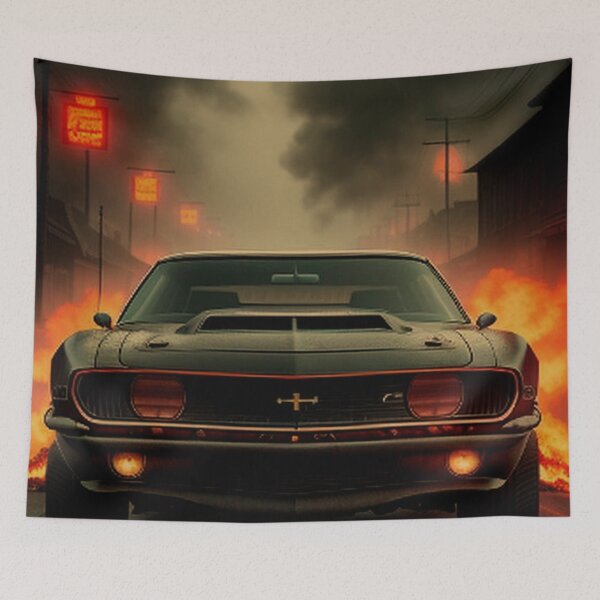 Item preview,  Muscle Car Blazing Thru Ominous Dark Town designed and sold by TheDarkWardrobe.
