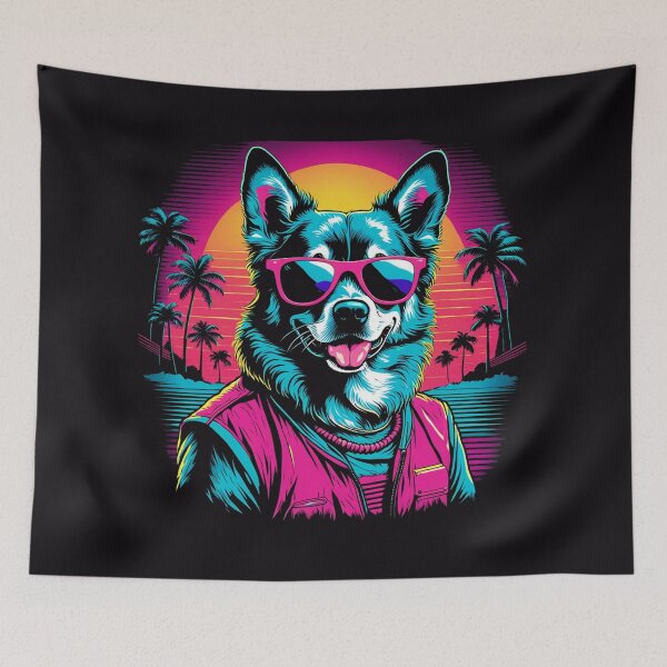Item preview, When your dog's style is as bright as the sun through the glasses. designed and sold by Pulsant  Paintings.