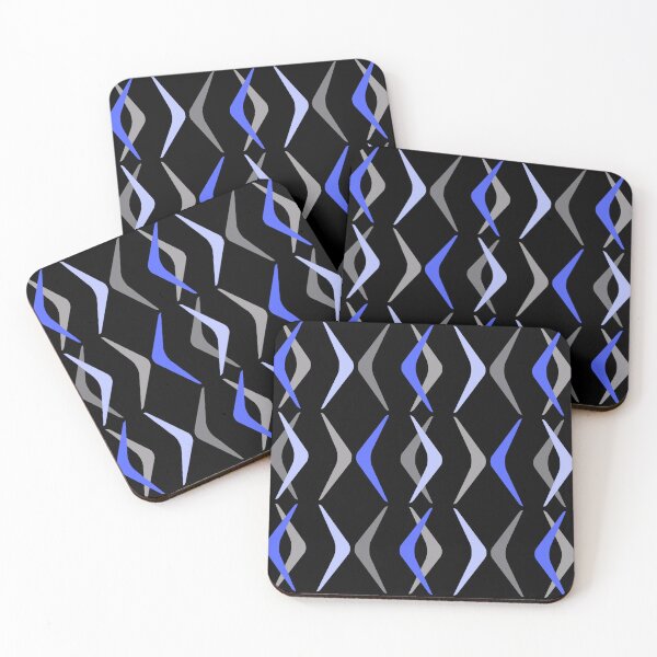 Item preview, Midcentury Boomerangs Black Blue designed and sold by thepixelgarden.