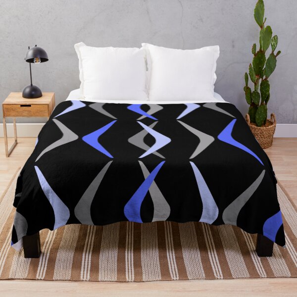 Item preview, Midcentury Boomerangs Black Blue designed and sold by thepixelgarden.