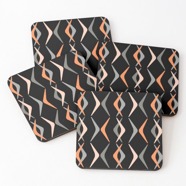 Item preview, Midcentury Boomerangs Black Orange designed and sold by thepixelgarden.