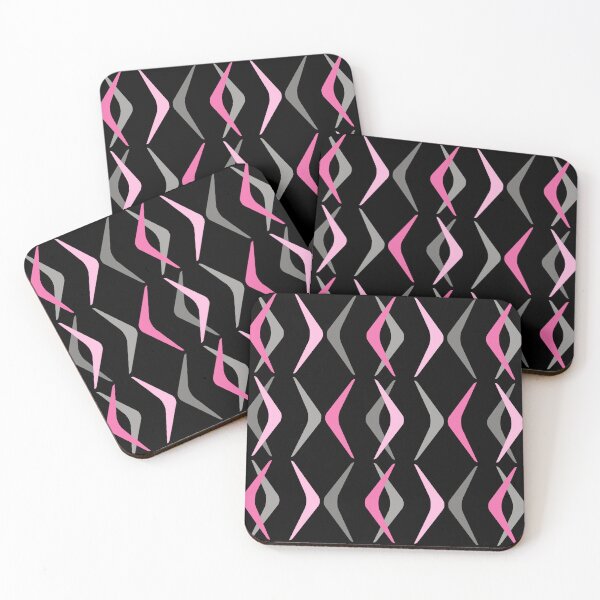 Item preview, Midcentury Boomerangs Black Pink designed and sold by thepixelgarden.
