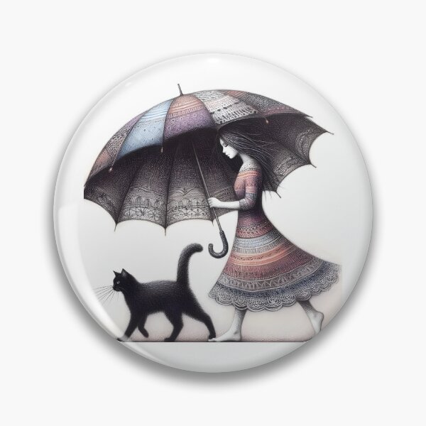 Item preview, Umbrella girl and black cat designed and sold by ManikRaja.