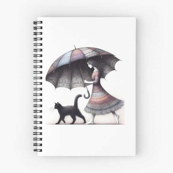 Item preview, Umbrella girl and black cat designed and sold by ManikRaja.
