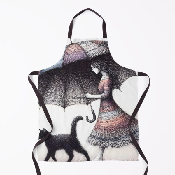 Item preview, Umbrella girl and black cat designed and sold by ManikRaja.