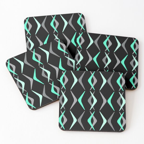 Item preview, Midcentury Boomerangs Black Turquoise designed and sold by thepixelgarden.