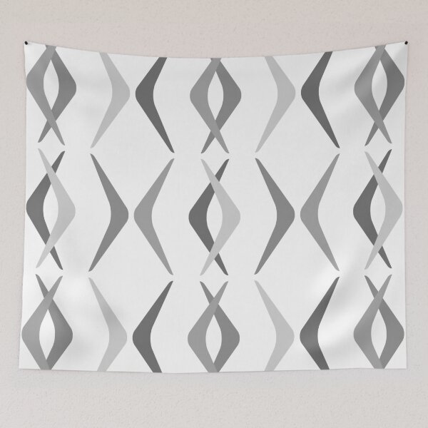 Item preview, Midcentury Boomerangs White Silver designed and sold by thepixelgarden.