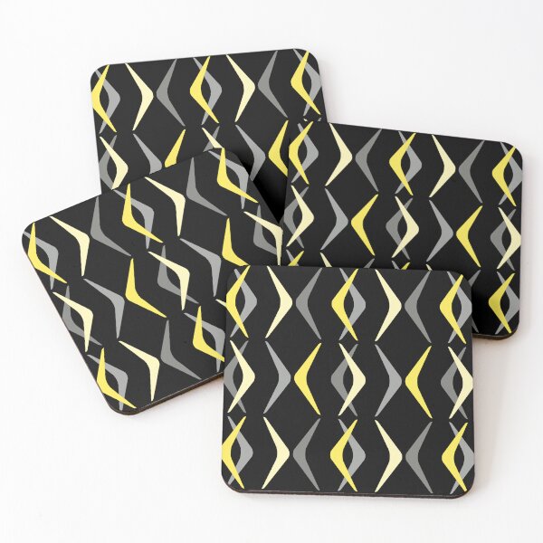 Item preview, Midcentury Boomerangs Black Yellow designed and sold by thepixelgarden.
