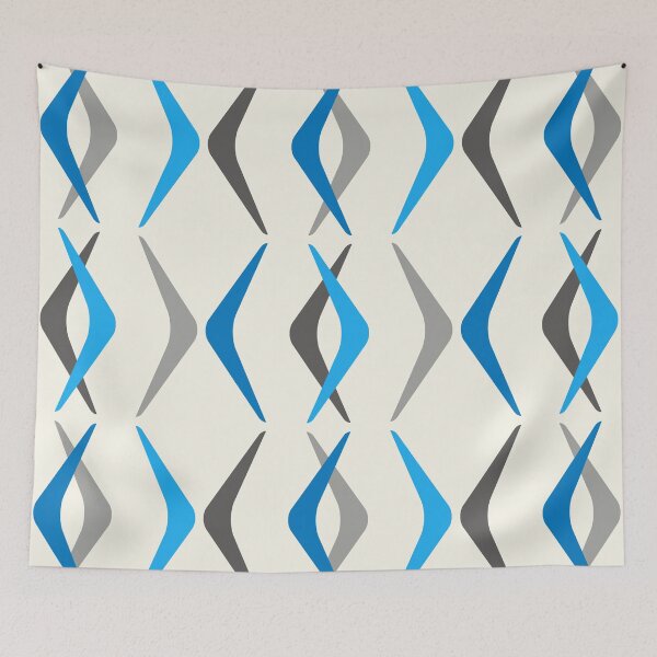 Item preview, Midcentury Boomerangs Blue designed and sold by thepixelgarden.