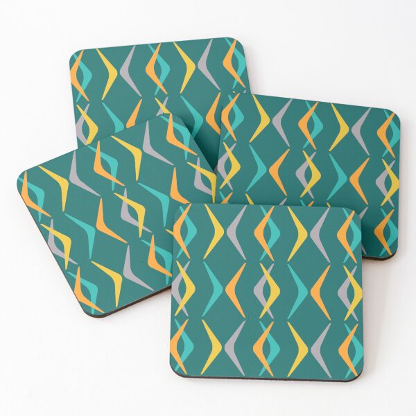 Item preview, Midcentury Boomerangs Multicolored Teal designed and sold by thepixelgarden.