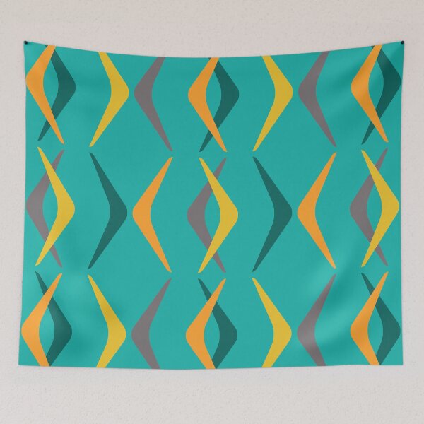 Item preview, Midcentury Boomerangs Multicolored Turquoise designed and sold by thepixelgarden.