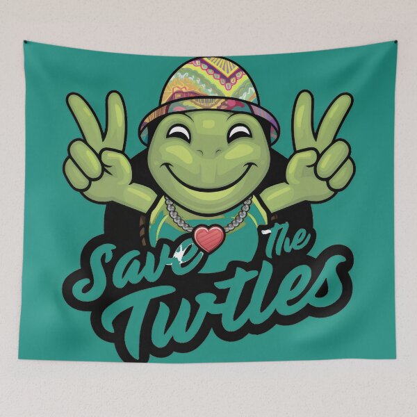 Item preview, Hippie Turtle: Peace, Love, and Ocean Protection "Save the Turtles" designed and sold by MillennialVibe.