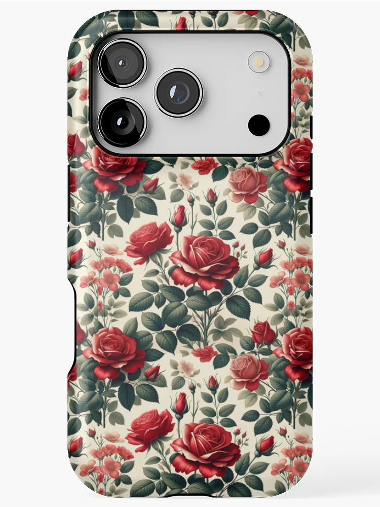 Thumbnail 1 of 4, iPhone Case, Red Rose Pattern designed and sold by Rtim1230.