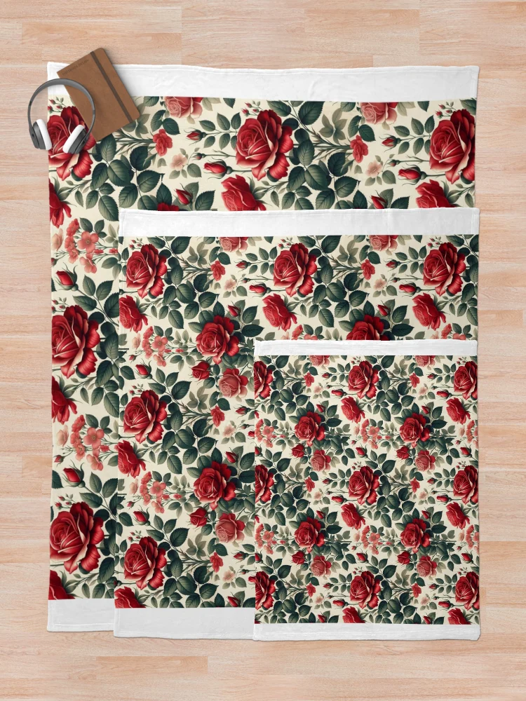 Thumbnail 5 of 6, Throw Blanket, Red Rose Pattern designed and sold by Rtim1230.