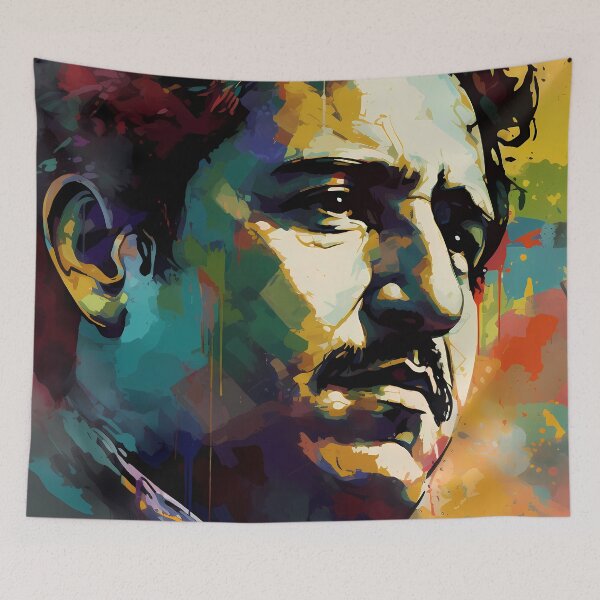 Item preview, Pablo Escobar Colorful Portrait of Man designed and sold by DeMuurdecoratie.