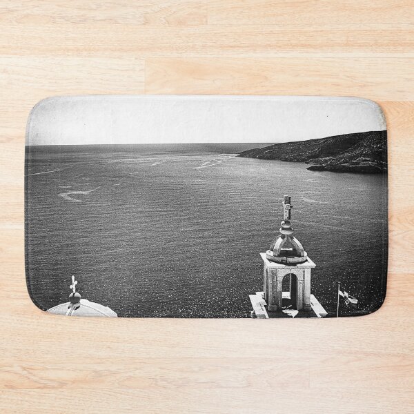 Item preview, Black and white photo, church on a cliff designed and sold by IdoFriedmanArt.