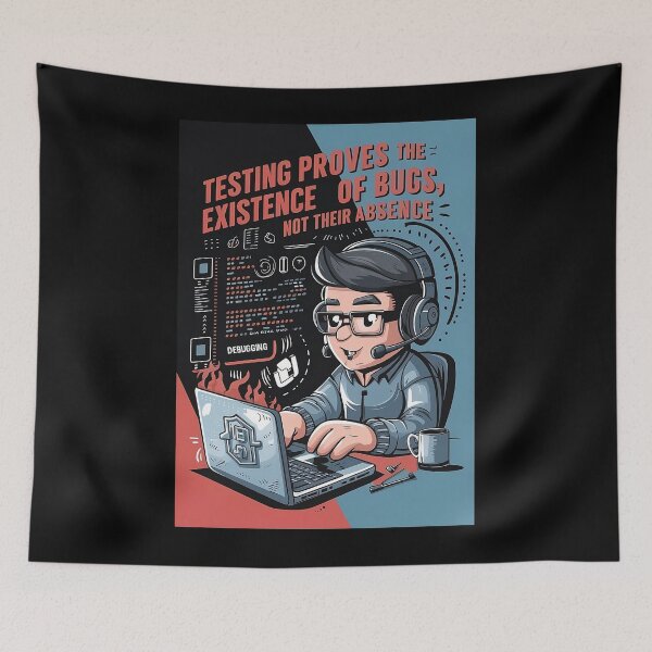 Item preview, Testing proves the existence of bugs not their absence designed and sold by softwaretesting.