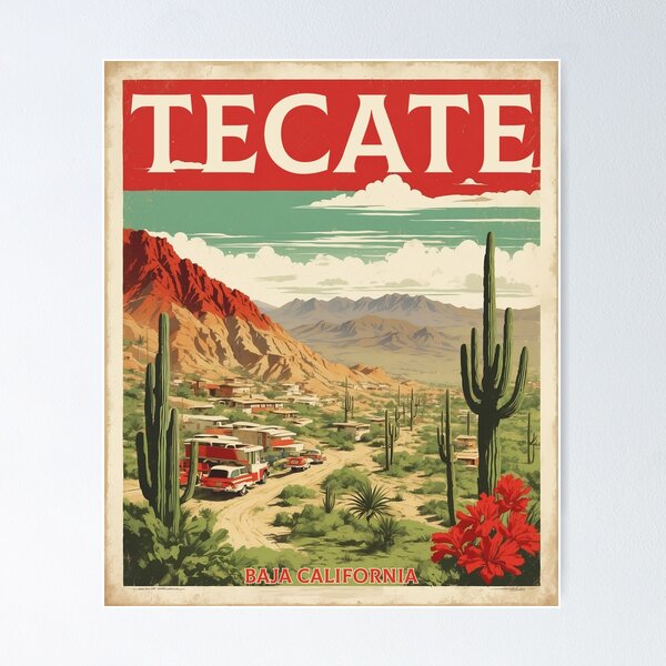 Item preview, Tecate Baja California Magic Town Vintage Travel Tourism Poster  designed and sold by TravelersGems.