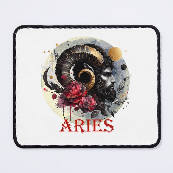 Item preview, Aries Man Rams Head with Red Roses designed and sold by Kjahli.