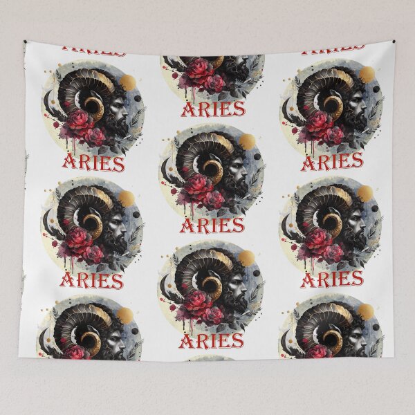 Item preview, Aries Man Rams Head with Red Roses designed and sold by Kjahli.