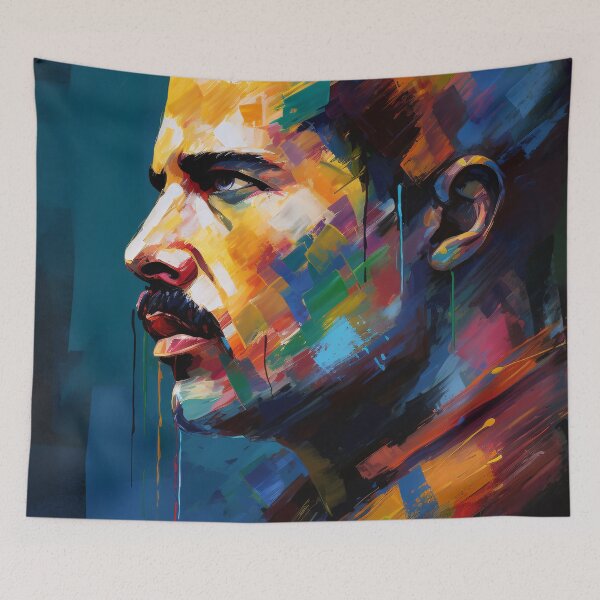Item preview, Freddie Mercury Vibrant Abstract Portrait designed and sold by DeMuurdecoratie.