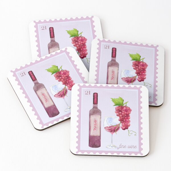 Item preview, Fine Wine Watercolor Postage Stamp  designed and sold by CraftCartelArt.