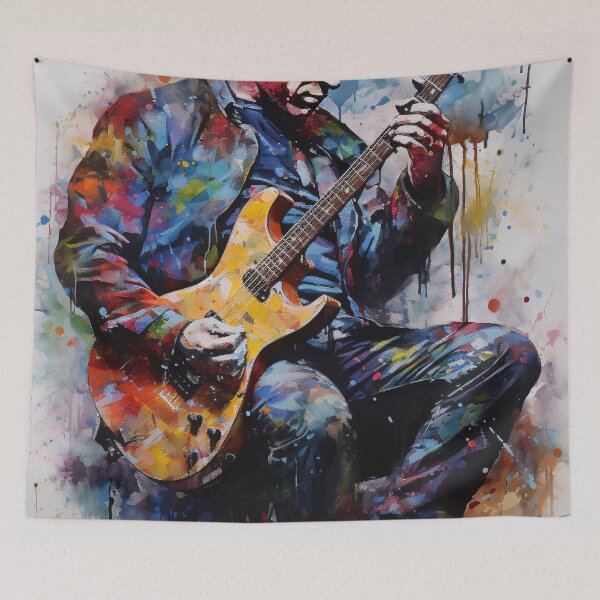 Aperçu de l'œuvre Bruce Springsteen Guitar Solo in Color créée et vendue par DeMuurdecoratie.