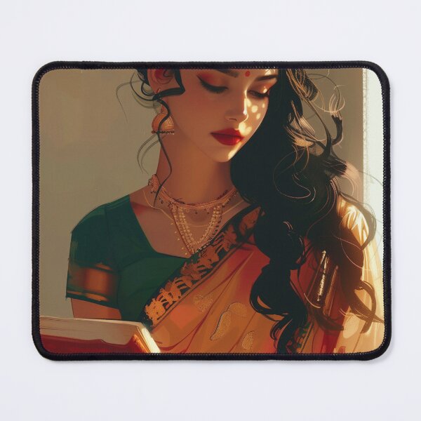 Item preview, Indian Women In Saree Reading Book Art designed and sold by Rockwpapart.
