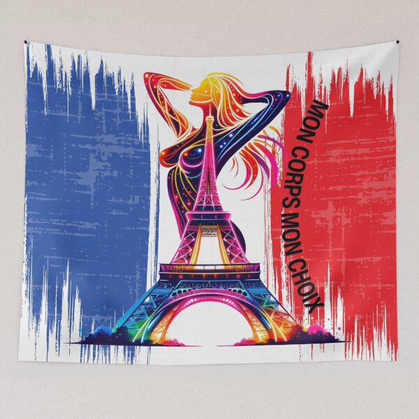 Item preview, Neon Eiffel Women's Rights Triumph Mon Corps Mon Choix designed and sold by MidModMaison.