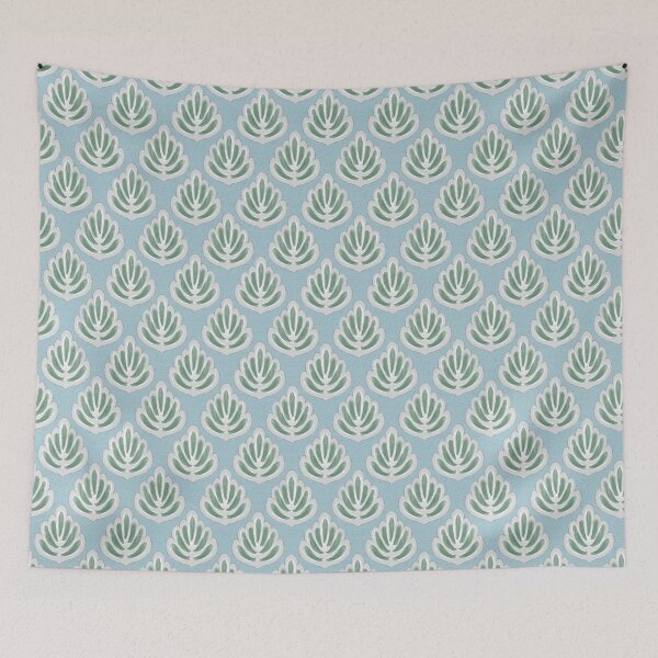Item preview, Artsy leaf on robins egg blue linen designed and sold by Sharilea.