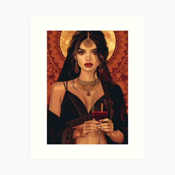 Aperçu de l'œuvre Femme indienne moderne buvant de l’art créée et vendue par Rockwpapart.