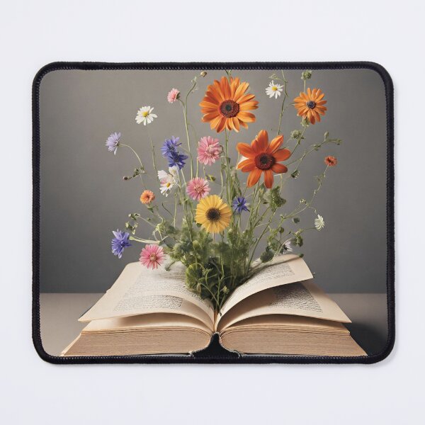 Item preview, flowers growing from book .cool .gray designed and sold by Minibubb.