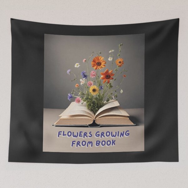 Item preview, flowers growing from book .cool .gray designed and sold by Minibubb.