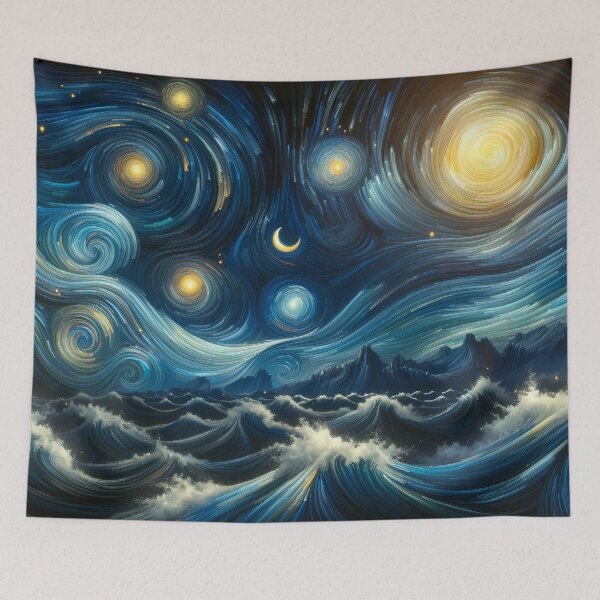 Item preview, Starry Night Ocean Swirls designed and sold by JuniperFinch.