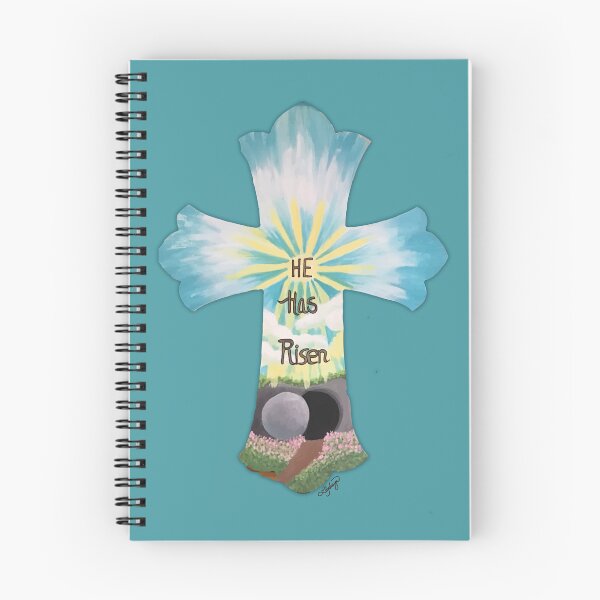 Item preview,  Easter Cross Teal Illustration quote, "HE has Risen" designed and sold by Ldydesign.