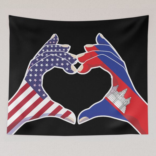Item preview, Cambodian Cambodia USA United States American America Love Heart Peace designed and sold by FlagX.