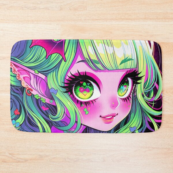 Item preview, Vibrant Neon Psychedelic Fantasy Anime Girl designed and sold by bubblegoth.