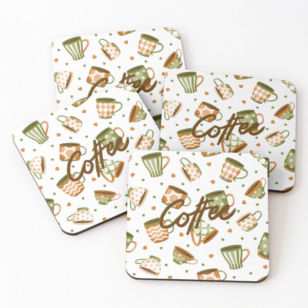 Item preview, Coffee Pattern (Green & Orange) designed and sold by TidyKitchenInc.