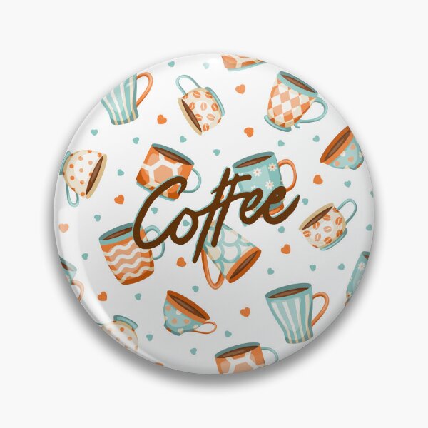 Item preview, Coffee Pattern (Blue & Orange) designed and sold by TidyKitchenInc.