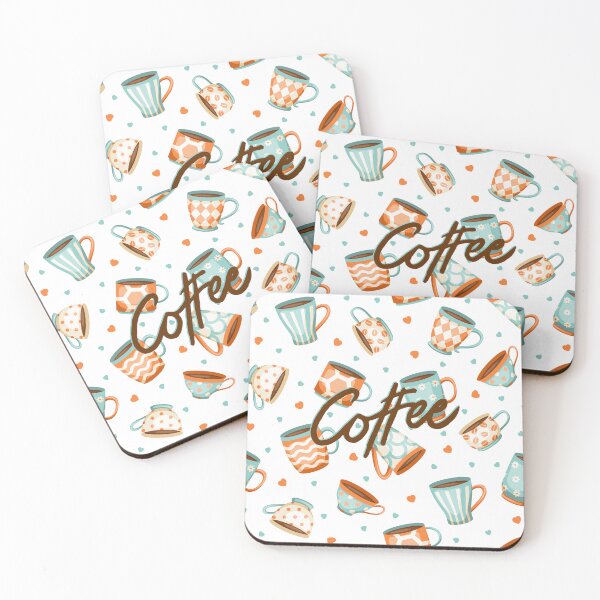 Item preview, Coffee Pattern (Blue & Orange) designed and sold by TidyKitchenInc.