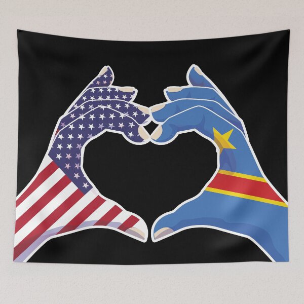 Item preview, Congo Congolese USA United States American America Love Heart Peace designed and sold by FlagX.