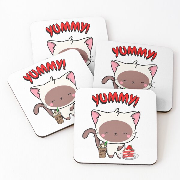 Item preview, Cute White Cat is enjoying coffee and cake designed and sold by Pet Station.