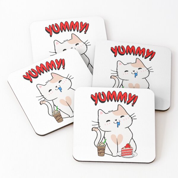 Item preview, Cute White Cat is enjoying coffee and cake designed and sold by Pet Station.