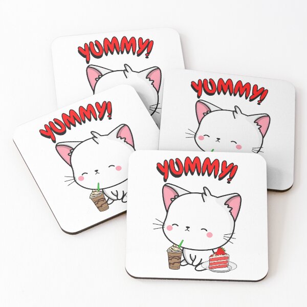 Item preview, Cute White Cat is enjoying coffee and cake designed and sold by Pet Station.