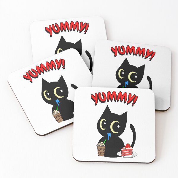 Item preview, Cute Black Cat is enjoying coffee and cake designed and sold by Pet Station.
