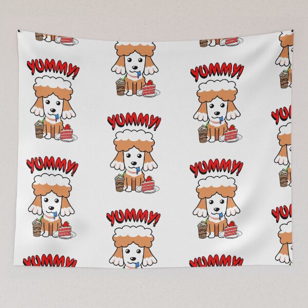 Item preview, Cute Brown dog is enjoying coffee and cake designed and sold by Pet Station.