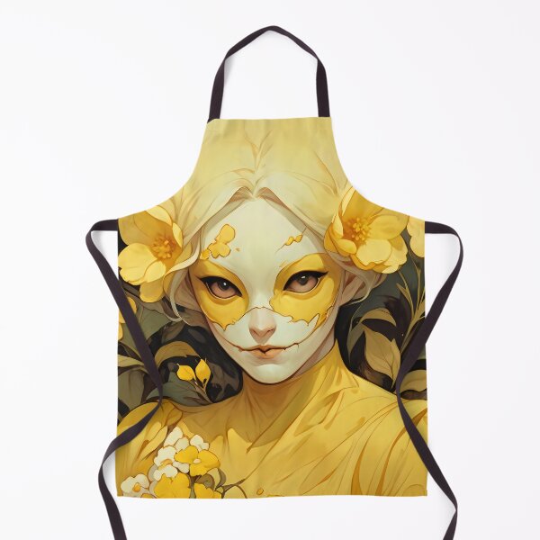 Item preview, ็Girl wearing mask with yellow silk cotton flowers designed and sold by KiraChie.